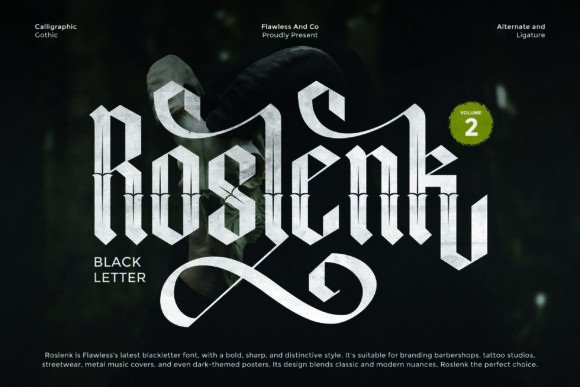 Discover the Power of Roslenk Volume 2: A Bold Blackletter Font for Modern Design